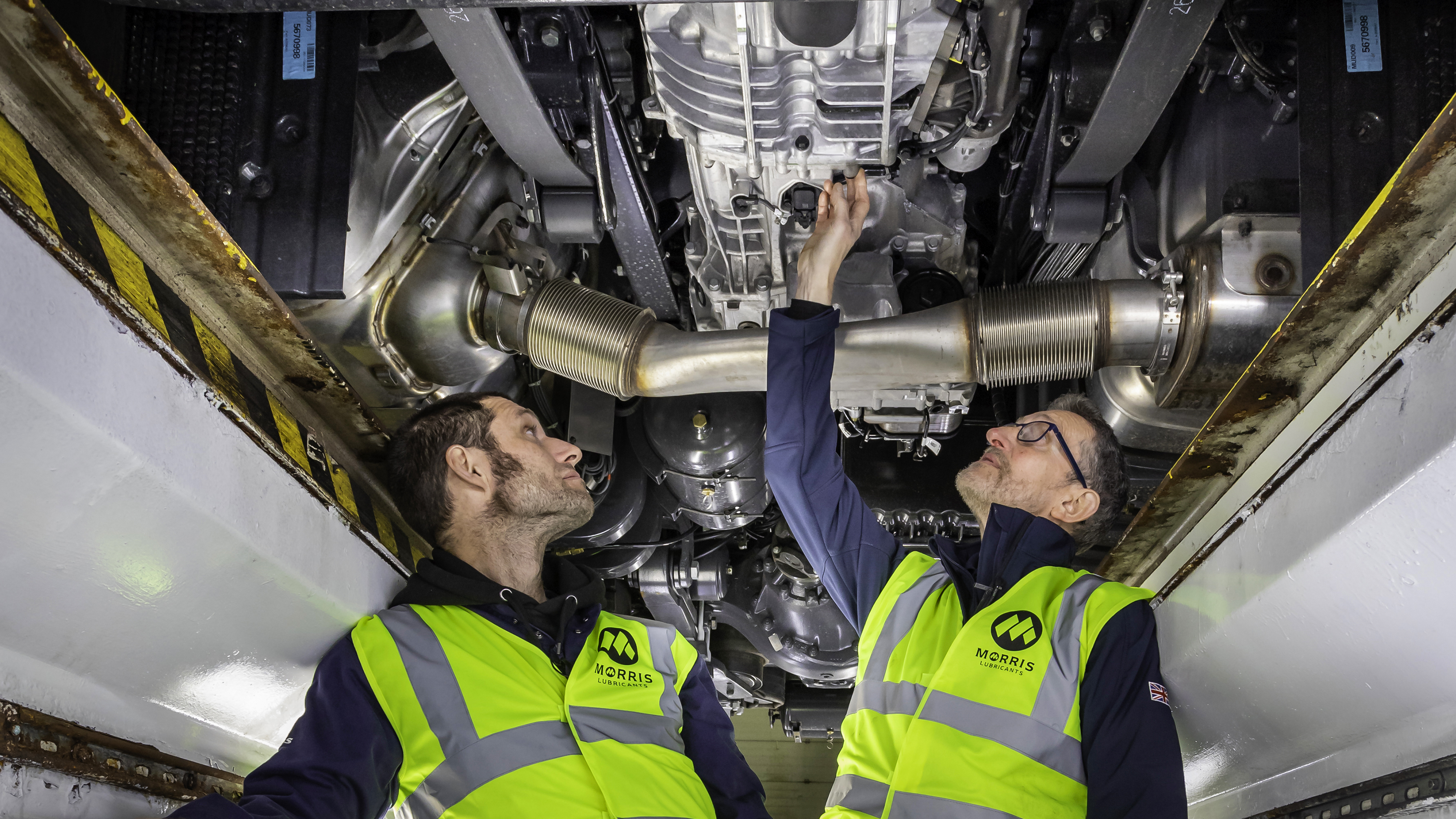 Guy Martin & Adrian Hill reviewing a truck transmission